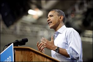 President Barack Obama speaks during a campaign rally at the Siegel Center in Richmond, Va., Saturday.