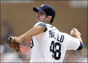 Detroit Tigers starter Rick Porcello pitches against the Chicago White Sox today in Detroit.
