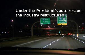 A TV ad for President Obama features a part of I-475.  It is one of two that start airing on Friday, joining a third that hit television screens in Ohio earlier in the week.