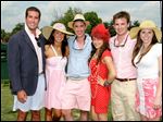  Decked out for the Kentucky Derby are, from left: Brad White, Kristin Steinmetz, Patrick Stutler, Kaitlyn Beckham, Bruce Douglas, and Megan Douglas.