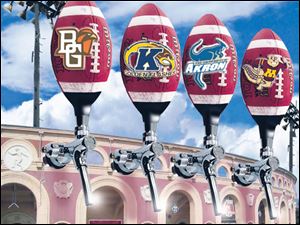 Bowling Green, Kent State, Akron, and Minnesota are four of the schools which sell beer at their games. In major college football, beer is sold at 22 of the 120 stadiums, twice as many as a decade ago.