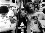  A film still from ‘We Were Here’ showing protestors during an ActUP (AIDS Coalition to Unleash Power) demonstration in the 1980s.