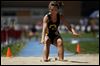  Emily Popovitch of Clay jumps 16-10 to win the girls' long jump. Teammate Nicole Breeden claimed the discus title with a throw measuring 140 feet, giving the Eagles a pair of field event victories
