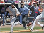  Brad Myers works as a third base umpire in Monday's Mud Hens-Syracuse game. The Springfield High graduate began working as an International League umpire last season. In Sunday's Toledo game, Myers served as the home plate umpire. He is getting closer to working in the big leagues.