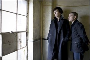 Benedict Cumberbatch, left, with Martin Freeman star as Sherlock and Dr. Watson.