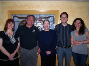 The cast of 'Becky Shaw,' from left: Cindy Bilby as Becky Shaw, Lane Hakel as Max Garrett, Kate Argow as Susan Slater, James MacFarlane as Andrew Porter, and Kate Abu-Absi as Suzanna Slater. The reading will be presented at 8 p.m. Saturday at the Toledo Repertoire Theatre, 16 10th St.