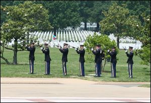 The 21-gun salute is performed as part of the burial ceremony at Arlington.
