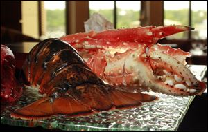 A lobster tail and crab claw at the Final Cut Steak and Seafood restaurant located inside Hollywood Casino Toledo.
