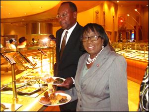 Jay Black and Sen. Edna Brown check out the Epic Buffet.