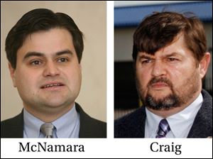 City Council President Joe McNamara, left, and Councilman Mike Craig, right.