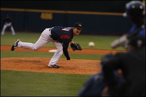 The Mud Hens’ Thad Weber was outstanding for most of Friday night, using a sharp curveball to strike out a career-high 12 batters.

the blade/ZACK CONKLE