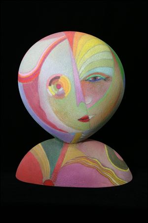 'Angelina,' blown glass and colored pencil by Tom McGlauchlin, is part of a new show honoring the artist at 20 North Gallery.