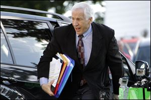 Former Penn State University assistant football coach Jerry Sandusky arrives for the third day of his trial.