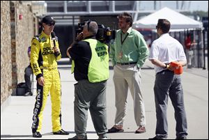 Joey Logano films a spot for ESPN at Michigan International Speedway. The 22-year-old has won five out of the last eight Nationwide races after winning Saturday's Alliance Truck Parts 250.