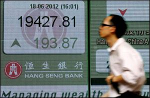 Asian stock markets were up sharply Monday after elections in Greece eased fears of global financial turmoil.
