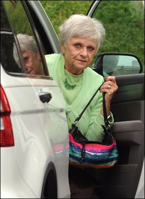 Dottie Sandusky, wife of Jerry Sandusky, arrives at the Centre County Courthouse in Bellefonte, Pa., Tuesday.