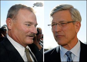 Former Penn State vice president Gary Schultz, left, and former athletic director Tim Curley, right.