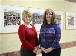 Regina Whalen, left, and Amy Driehorst, are spearheading a campaign to raise $80,000 annually over three years so that the Bedford schools won't have to drop one of its two resource officers from the Monroe County Sheriff's Office.