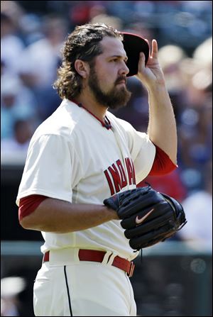 Cleveland Indians relief pitcher Chris Perez gave up a solo home run to Tampa Bay's Will Rhymes in the ninth inning Sunday, July 8 in Cleveland. The Indians lost 7-6.