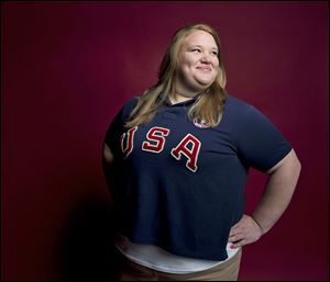Weightlifter Holley Mangold poses for a portrait at the Team USA Media Summit in Dallas. 