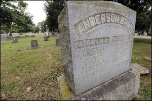 A family gravestone marks the resting place of Col. Patrick Henry Anderson  in Cedar Grove Cemetery in Lebanon, Tenn. A letter sent to Mr. Anderson by former slave Jordan Anderson has been praised
as a masterpiece of satire.