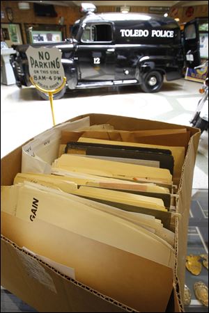 Documents from the Toledo Police intelligence are assembled in a box at the Toledo Police Museum.