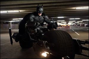 Christian Bale as Batman in a scene from the action thriller 