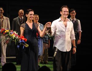 Actors Katie Holmes, left, and Patrick Wilson at the opening night of the Broadway play 