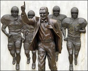This is the statue of former Penn State University head football coach Joe Paterno that stands outside Beaver Stadium in State College, Pa.