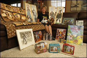For over 20 years Judy Rosebrook of Deshler, Ohio has been gathering hundreds of Wizard of Oz collectibles. Rosebrook's collection includes stationary, quilts, cross stitch, books, lunch boxes, posters, plates, checks, placemates, globes, cows, Christmas ornaments, dolls, blankets and watches.  