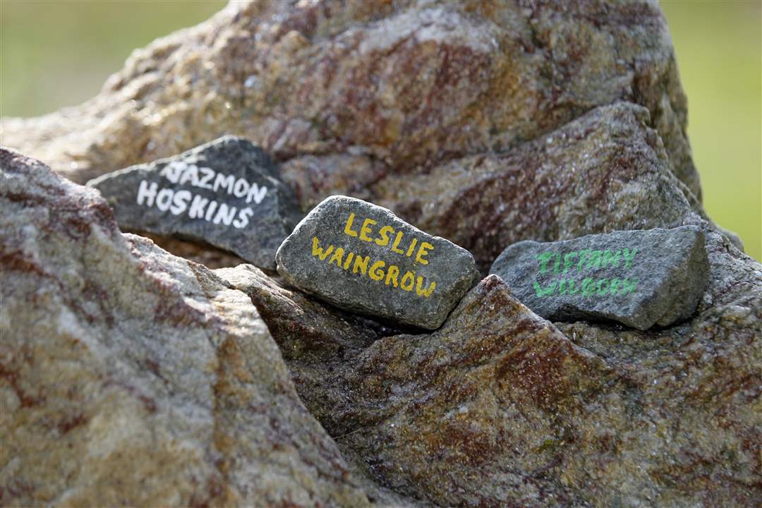 Memorial-rocks-are-placed-on-the-Violence-Against-Women-Memorial-Rock