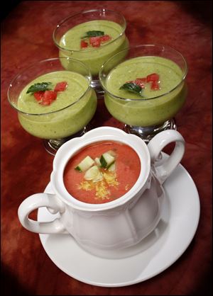 Both traditional and green Gazpacho.