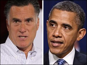 Republican Presidential candidate Mitt Romney, left, and President Obama, right.