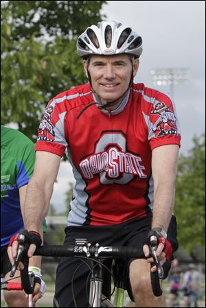 U.S. Sen. Rob Portman (R., Ohio) rides in a fund-raiser in Columbus. After the ride Saturday, he called Paul Ryan 'a great choice.'