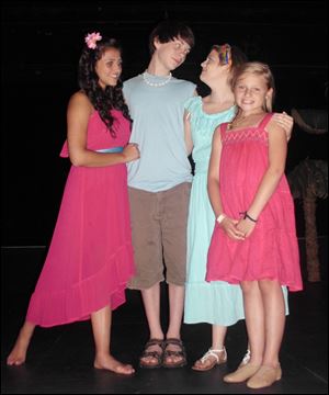 From left, Alexis Abou-Arraj, Johnathon Crawford, Emma Koralewski, and Kathryn Riddle in a scene from the Young Rep production of 'Once on this Island, Jr.'