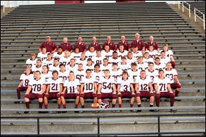 FROM LEFT:
Row 1: Kyle Robbins, Mark Skala, Ryan Clay, Sean Mc-
Cormick, Michael Welch, Kevin Destatte, Steven Nordhaus,
Jacob Carlen
Row 2: Matt Myers, Josh Maas, Zach Schmidt, Dakota Fargo,
A.J. Santellana, Jacob Cowell, Ian Stolar, Dylan Losiewicz,
Aaron Kolbe
Row 3: Casey Orr, Christian Goldsmith, Noah Asmus,
Josh Ladd, Josh Reitzel,Trey Demko, Charlie Moore, John
Pupik
Row 4: Nate Clark, Sean Clark, Nolan Duly, Christian Lau,
Nathan Childress, Jonathan Stockard, Ryan Reed, Cody
Igo, John Allen Row 5: Eric Davis, Hector Aguirre, Dallas Johnson, Steven Carey, Travis Szczublewski, Avery Swartz, Anthony Carusone, Andrew Myers, Zach Heath, coaches - Bob Abbey, Chris Jones, Darryl Igo, Jaime Clay, head coach Todd Drusback, Troy Adams, Eric Keller, Dave Roth