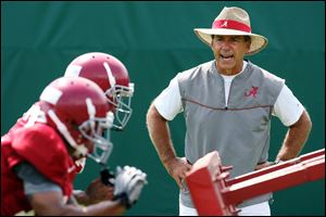 Alabama coach Nick Saban has led his team to season-opening victories over San Jose State (48-3) in 2010 and Kent State (48-7) in 2011.