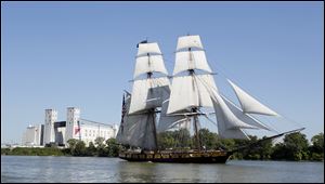 The Brig Niagara arrives for Navy Week, part of the Navy's summer tour of six cities along the Great Lakes.