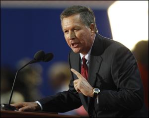 Ohio Governor John Kasich speaks to delegates during the Republican National Convention in Tampa, Fla..