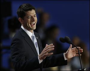Republican vice presidential nominee, Rep. Paul Ryan speaks to delegates during the Republican National Convention in Tampa.