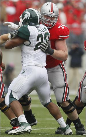 Jack Mewhort, a St. John's Jesuit grad, will shift from guard to left tackle this season.
