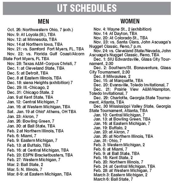 UT releases basketball schedules - The Blade