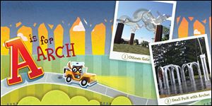 A page is shown from the new children's book called 'The ABC's of Public Art,' which tells the story of public art in Toledo.