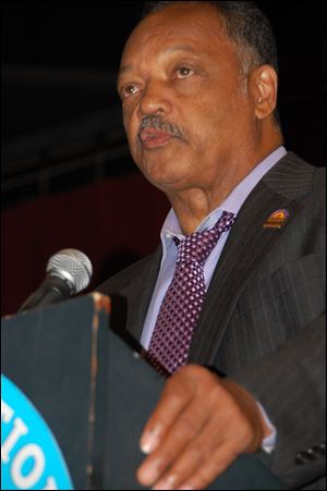 The Rev. Jesse Jackson speaks to the Ohio delegation at the Democratic National Convention in Charlotte.
