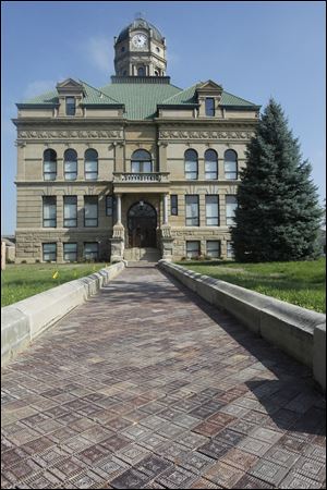 A walkway of pavers leads to the newly remodeled Auglaize
County Courthouse in Wapakoneta.