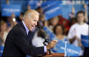 Vice President Joe Biden speaks  at Milford High School Sunday in Milford, Ohio.