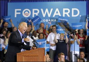 Vice President Joe Biden speaks Sunday at Milford High School in Milford, Ohio.