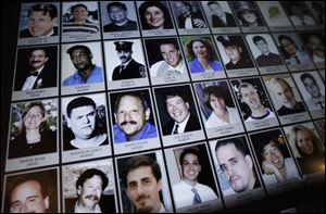 Electronic images of victims of the attacks of Sept. 11, 2001, part of a future touch-screen display.