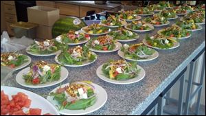 Salad with pistachio vinaigrette.