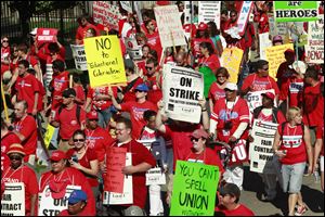 Striking Chicago school teachers march after a rally in Chicago.